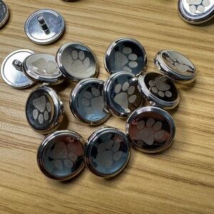Silver Paw Print Button Pins (42 buttons)